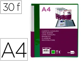 Liderpapel Carpeta 30 Fundas Canguro PP DIN A4 Verde Translúcido Portada y Lomo Personalizable