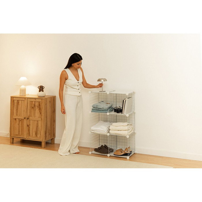Newlux Estantería Modular Titan C6 Blanca Metálica con 6 Módulos Multifuncional 64.5x94.5x31.5 cm