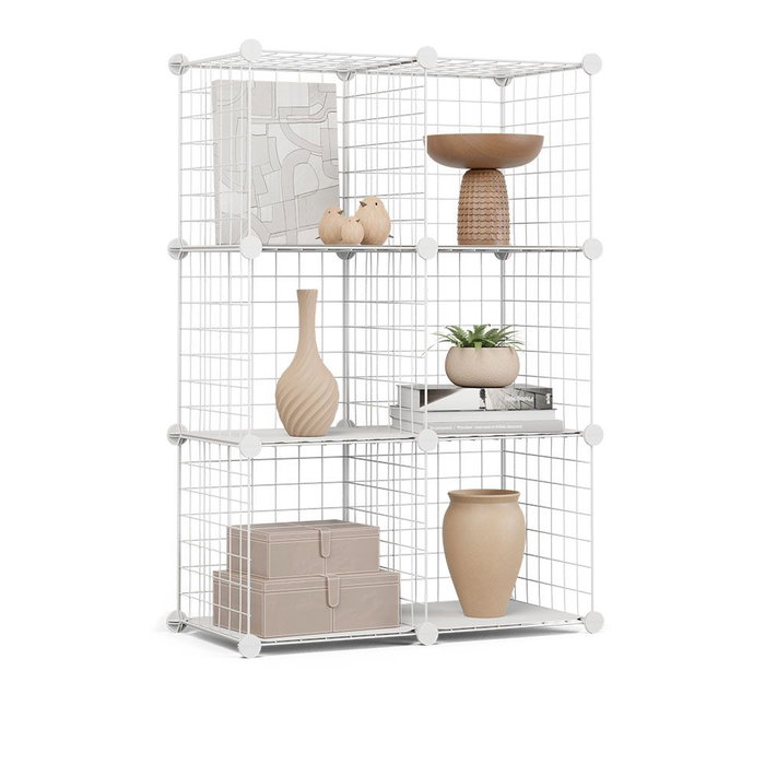 Newlux Estantería Modular Titan C6 Blanca Metálica con 6 Módulos Multifuncional 64.5x94.5x31.5 cm