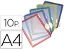 Djois Funda para Portacatalogos DIN A4 con PVC Antirreflejo, Bordes de Color, Pivotes Metálicos, Apertura Superior o Lateral, Incluye Índices, Pack 10 Unidades