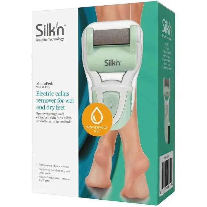 Silk'n SIL8712856053599 Micropedi Húmedo y Seco, Removedor Eléctrico de Callos con 2 Rodillos