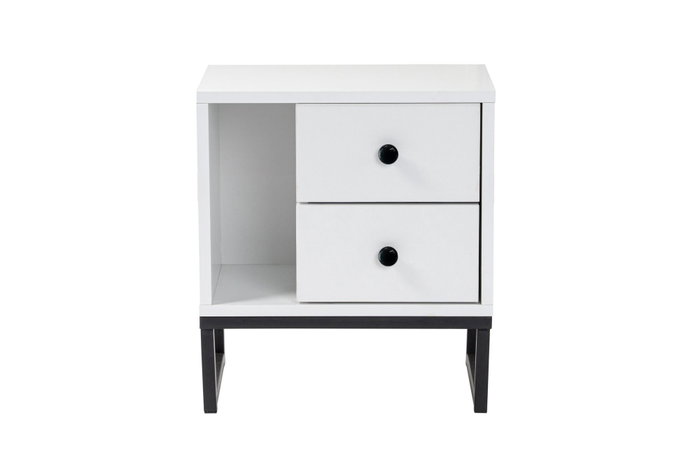 Nordure Glimmer Mesita de Noche Blanca y Negra 45.2x50x29.5 cm