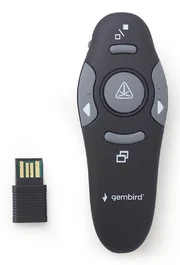 Gembird WP-L-11 Presentador Inalámbrico RF con Puntero Láser, Control USB, Negro