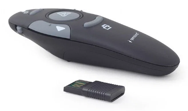 Gembird WP-L-11 Presentador Inalámbrico RF con Puntero Láser, Control USB, Negro