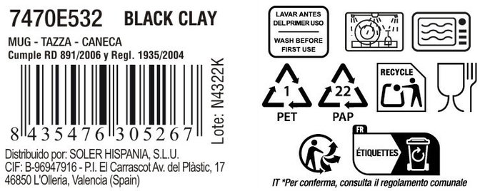 La Mediterranea Surtido de tazas Black Clay 100ml