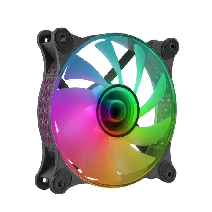 Mars Gaming MF-3D Ventilador para PC 12cm ARGB Negro con Efecto Espejo Infinito 3D, 1200 RPM, 12 dB, Compatible con Aura Sync, Mystic Light, RGB Fusion - 1 Unidad