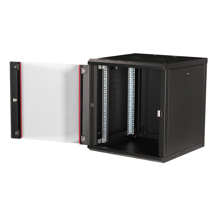 ROLINE 26.21.0005 Bastidor de Pared 19 Pulgadas 12U 600x600 mm Negro - Rack con Puerta de Cristal, Bloqueo y Guías