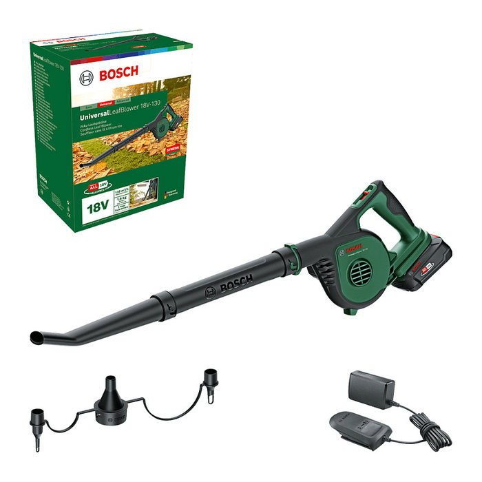 Bosch UniversalLeafBlower 18V-130 Soplador de hojas inalámbrico con batería de 2,5 Ah