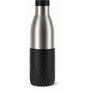 Emsa BLUDROP Sleeve Botella Termo Aislada 0,7 L Negra de Acero Inoxidable con Funda de Silicona