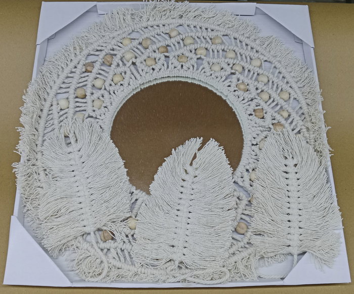 DKD Home Decor Espejo Macramé Cristal 52x2x98 Hojas Beige