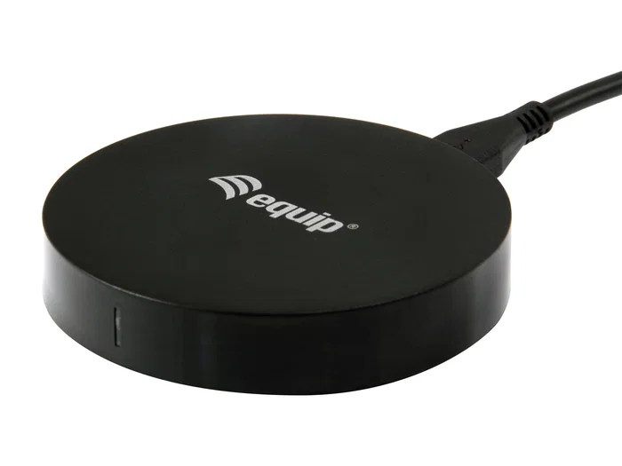 Equip 245500 - Cargador inalámbrico Qi 5W para smartphone, carga rápida, carcasa de aluminio negro ultra-slim, incluye cable USB Equip 245500 - Cargador inalámbrico Qi 5W para smartphone, carga rápida, carcasa de aluminio negro ultra-slim, incluye cable USB
