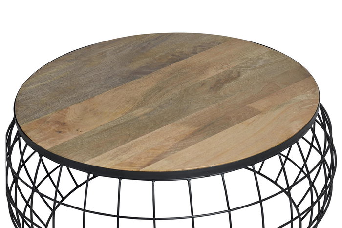 Giner y Colomer - Conjunto de 2 Mesas de Centro en Madera de Mango Maciza y Metal, Natural