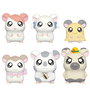 Bandai Hamtaro Flocked Doll - Muñeco Flocked de Peluche Suave Coleccionable Oficial - 1 Unidad Aleatoria