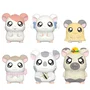 Hamtaro Set Colección de 6 Muñecos Flocked con Base - Figuras de Peluche Aterciopeladas Hamtaro, Taishou-kun, Ribbon-chan, Koushi-kun, Muffler-Han, Chibimaru-Han