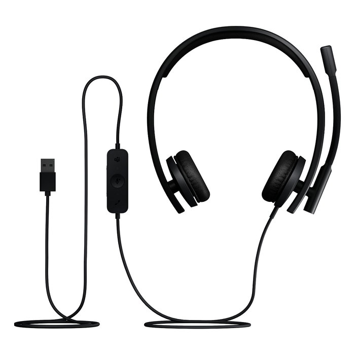 Logitech H570e Auriculares Diadema USB-A para Oficina, Supraaural, Negro, 1.9m Cable, Certificado Microsoft Teams