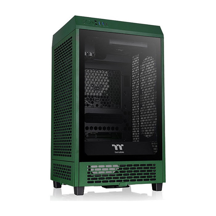 Thermaltake The Tower 200 TG Dark Green Mini Torre PC para Juego, Formato Mini-ITX con Ventana de Vidrio Templado