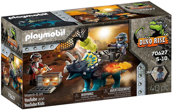 Playmobil Triceratops Acorazado Dino Rise con Cañón de Red, Figura de Acción para Niños Playmobil Triceratops Acorazado Dino Rise con Cañón de Red, Figura de Acción para Niños
