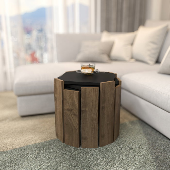Hanah Home Mesa de centro Anthracite, Walnut