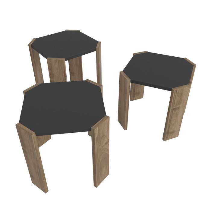 Hanah Home Mesa de centro Anthracite, Walnut