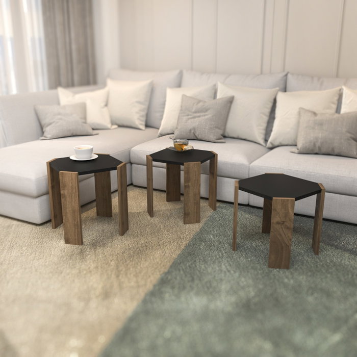 Hanah Home Mesa de centro Anthracite, Walnut