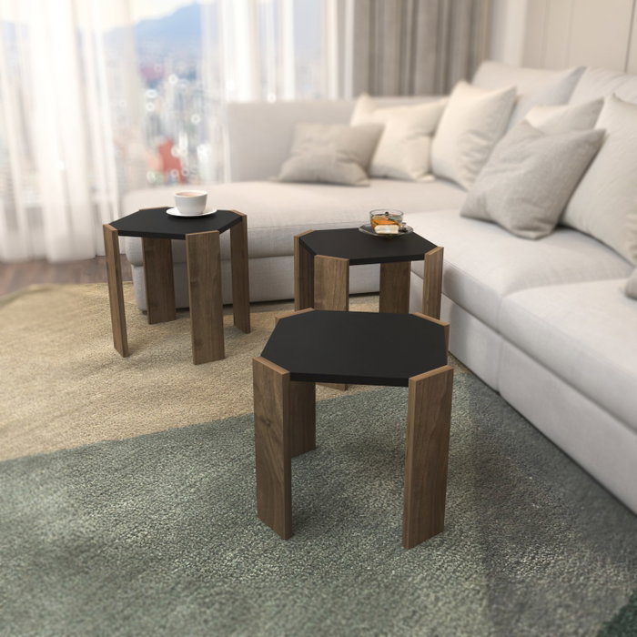Hanah Home Mesa de centro Anthracite, Walnut