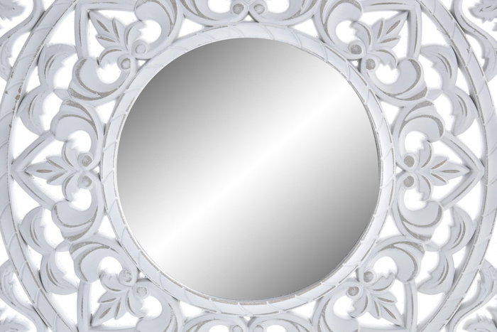 DKD Home Decor Espejo Mandala Decapé Blanco 50x50x1,5 cm