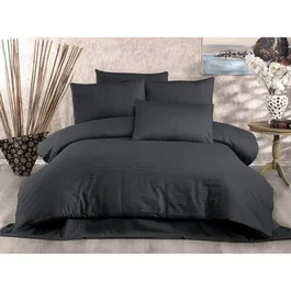 Juego de Cama Aucune 80% Algodón 20% Poliéster Antracita - 1 Funda Nórdica 220x240 cm + 2 Fundas de Almohada 60x60 cm