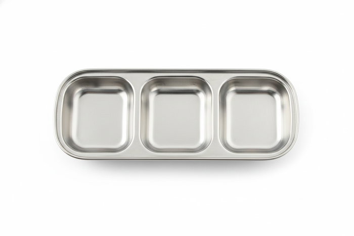 Inde - Bandeja Servir de Acero con 3 Compartimentos My Bar, Ideal para Entrantes o Tapas - 20.6 cm Largo x 8 cm Ancho x 2.3 cm Alto (24 Unidades)