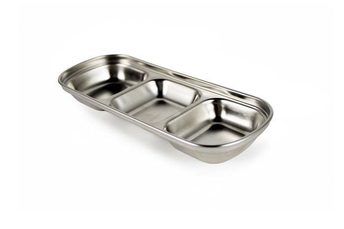 Inde - Bandeja Servir de Acero con 3 Compartimentos My Bar, Ideal para Entrantes o Tapas - 20.6 cm Largo x 8 cm Ancho x 2.3 cm Alto (24 Unidades)