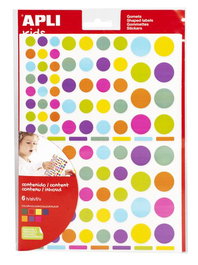APLI Gomets Redondos Multicolor con Adhesivo Removible - Set de 10 Bolsas