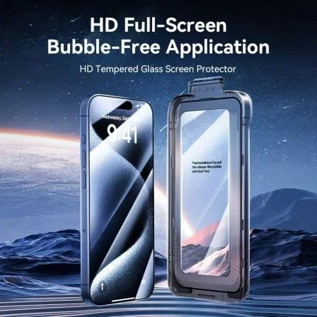Vention Pack de 2 Protectores de Pantalla de Cristal Templado KUOTCA-30 para iPhone 15 Pro con Herramienta de Instalación Antipolvo
