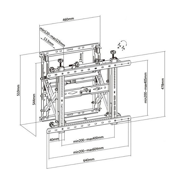 EQUIP Soporte de pared para TV Pop-Out de 45-70 pulgadas, 70 kg de capacidad, 1 articulación, VESA 600x400 mm, color Negro