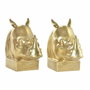 DKD Home Decor Set de 2 Sujetalibros de Resina Dorado JUNGLE