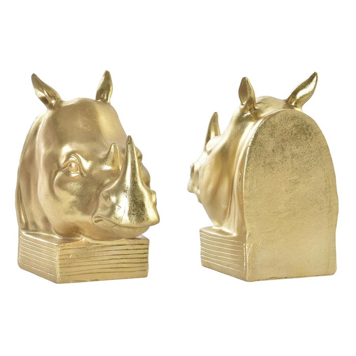 DKD Home Decor Set de 2 Sujetalibros de Resina Dorado JUNGLE