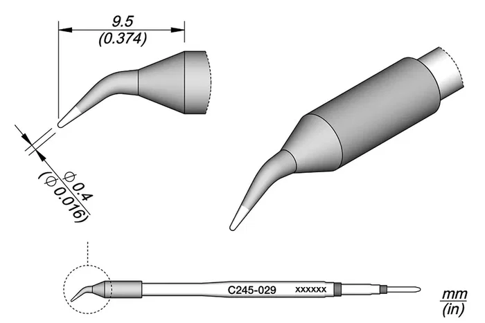 JBC TOOLS Pico cono acodado 0,4mm JBC TOOLS Pico cono acodado 0,4mm