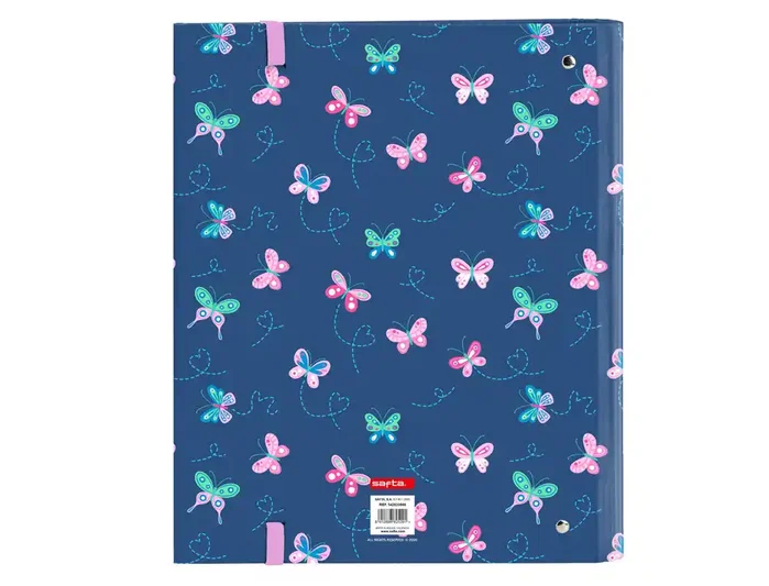 Safta Carpeta con recambio Din A4 cuadro 5 mm con goma y separadores Blackfit8 mariposas