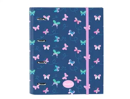 Safta Carpeta con recambio Din A4 cuadro 5 mm con goma y separadores Blackfit8 mariposas