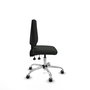 Silla de oficina Elche con mecanismo Asincro tapizada con Tela color Negro. Equipada con Base cromada, Sin brazos y Ruedas 65 mm parqué