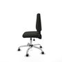 Silla de oficina Elche con mecanismo Asincro tapizada con Tela color Negro. Equipada con Base cromada, Sin brazos y Ruedas 65 mm parqué