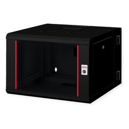 ROLINE Rack de Pared Pro 7 HE 19 Pulgadas 7U 600 x 600 mm Negro, Gabinete para Montaje en Pared de Acero con Capacidad 50 kg, Puerta de Cristal y Rieles de Rack