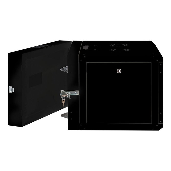 ROLINE Rack de Pared Pro 7 HE 19 Pulgadas 7U 600 x 600 mm Negro, Gabinete para Montaje en Pared de Acero con Capacidad 50 kg, Puerta de Cristal y Rieles de Rack