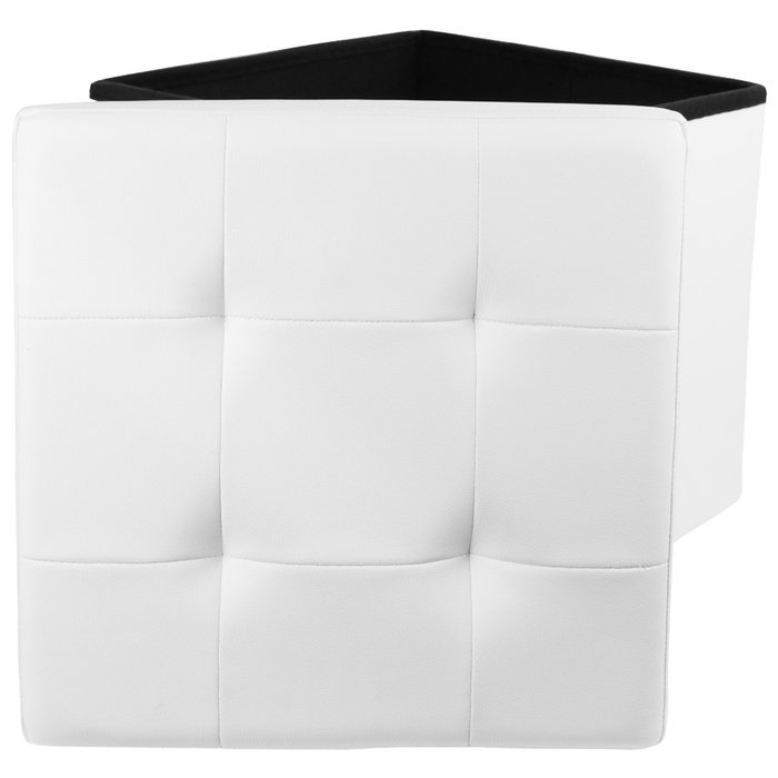 Home Deco Factory Caja-Puf Plegable Essentiel Almacenamiento Asiento Blanco 38x38x38 cm