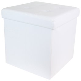 Home Deco Factory Caja-Puf Plegable Essentiel Almacenamiento Asiento Blanco 38x38x38 cm