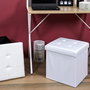 Home Deco Factory Caja-Puf Plegable Essentiel Almacenamiento Asiento Blanco 38x38x38 cm