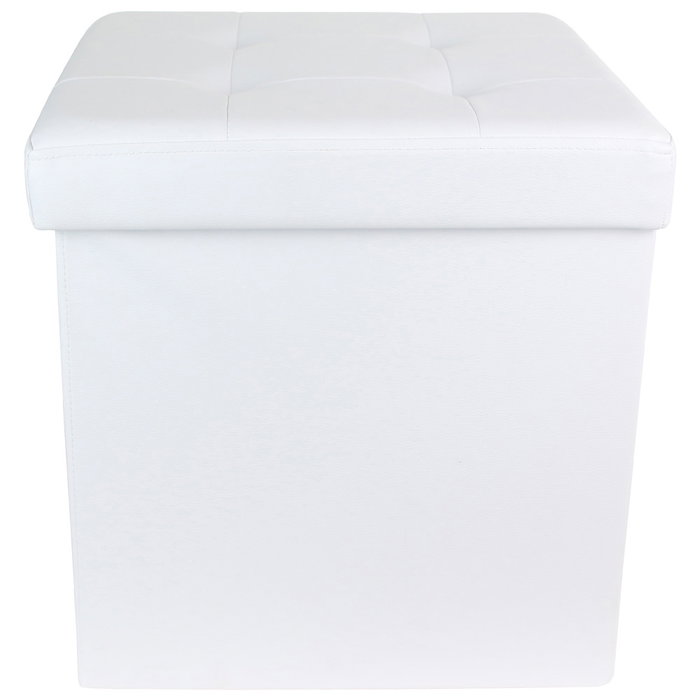 Home Deco Factory Caja-Puf Plegable Essentiel Almacenamiento Asiento Blanco 38x38x38 cm