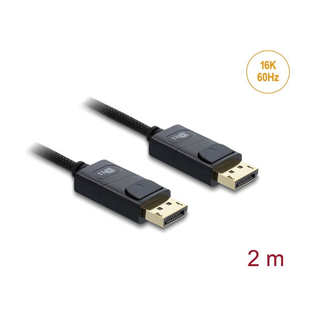 DeLOCK Cable DisplayPort 2.1 Coaxial 16K 2 m Negro