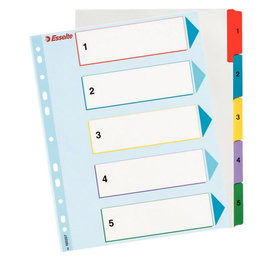 Indice Esselte Cartulina Mylar Borrable Numerico A4+ Pestañas 1- 5 11 Taladros