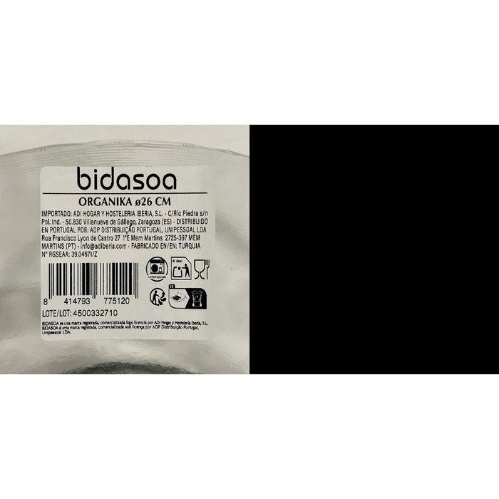 Bidasoa Plato Organika de Vidrio Transparente 26cm