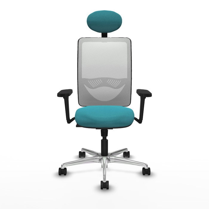 PIQUERAS Y CRESPO Silla de oficina Zulema con mecanismo Sincro, Tela Turquesa y Malla Blanca PIQUERAS Y CRESPO Silla de oficina Zulema con mecanismo Sincro, Tela Turquesa y Malla Blanca
