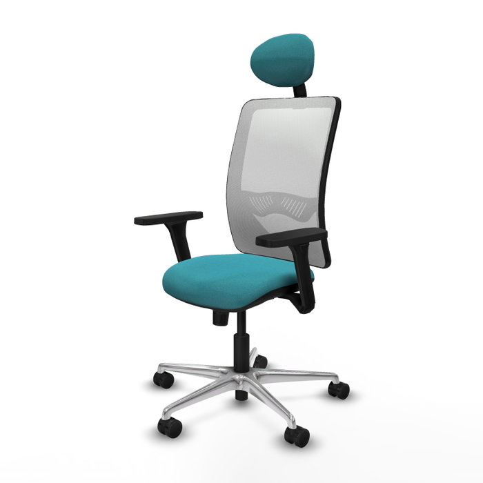 PIQUERAS Y CRESPO Silla de oficina Zulema con mecanismo Sincro, Tela Turquesa y Malla Blanca PIQUERAS Y CRESPO Silla de oficina Zulema con mecanismo Sincro, Tela Turquesa y Malla Blanca